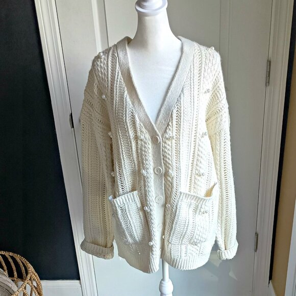 NWOT! CHUNKY OVERSIZED PEARL EMBELLISHED SWEATER - Picture 8 of 8